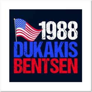 1988 Dukakis Bentsen Retro Election Posters and Art